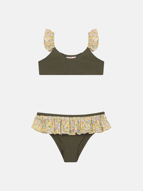 Bikini Bambina Bicolore Rouches Liberty Betsy Ann Giallo