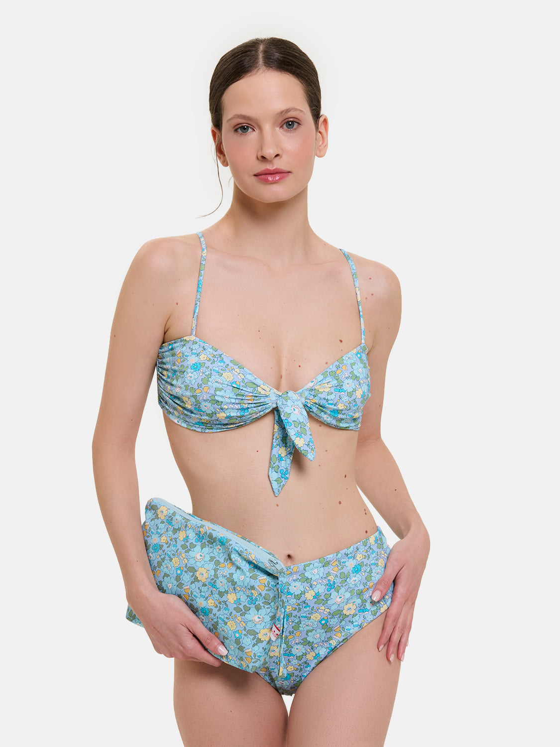 Bikini Nodo Donna Slip V.Alta Lycra Liberty Betsy Azzurro