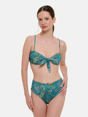 Bikini Nodo Donna Slip V.Alta Lycra Liberty Cashmere Verde