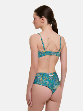Bikini Nodo Donna Slip V.Alta Lycra Liberty Cashmere Verde