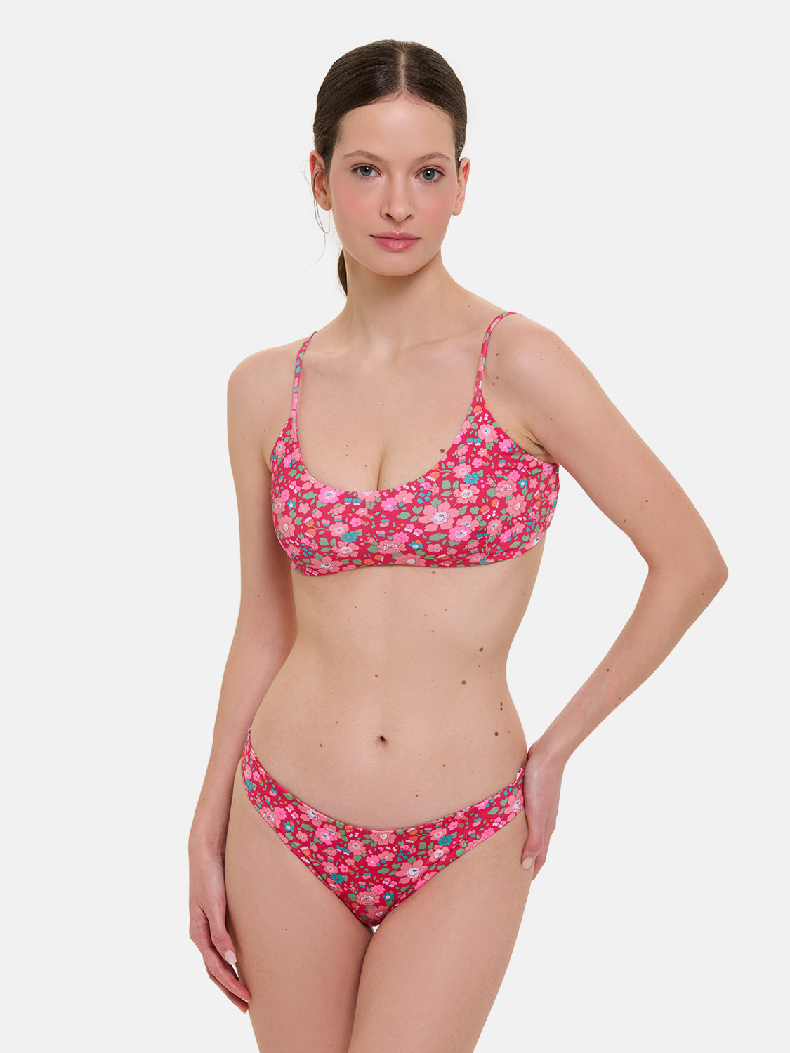 Bikini Donna Slip classico Fascia Lycra Liberty Betsy Lampone