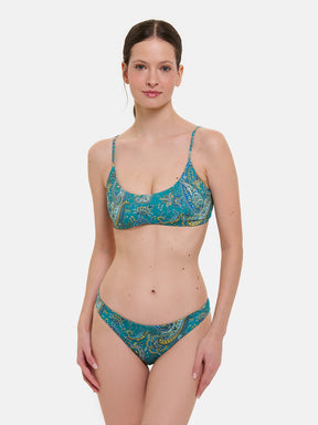 Bikini Donna Slip classico Fascia Lycra Liberty Cashmere Verde