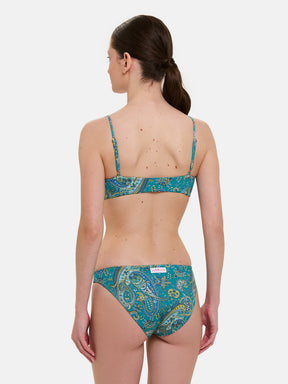 Bikini Donna Slip classico Fascia Lycra Liberty Cashmere Verde