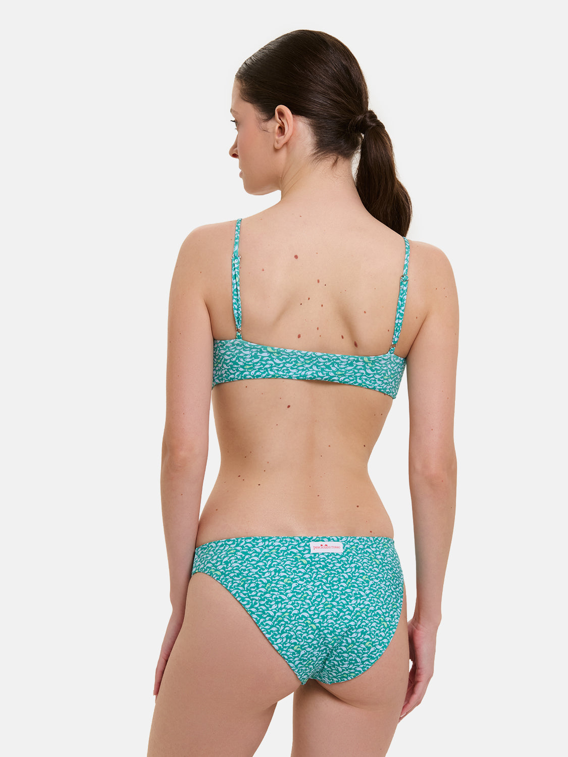 Bikini Donna Slip classico Fascia Lycra Liberty Pesciolini Menta