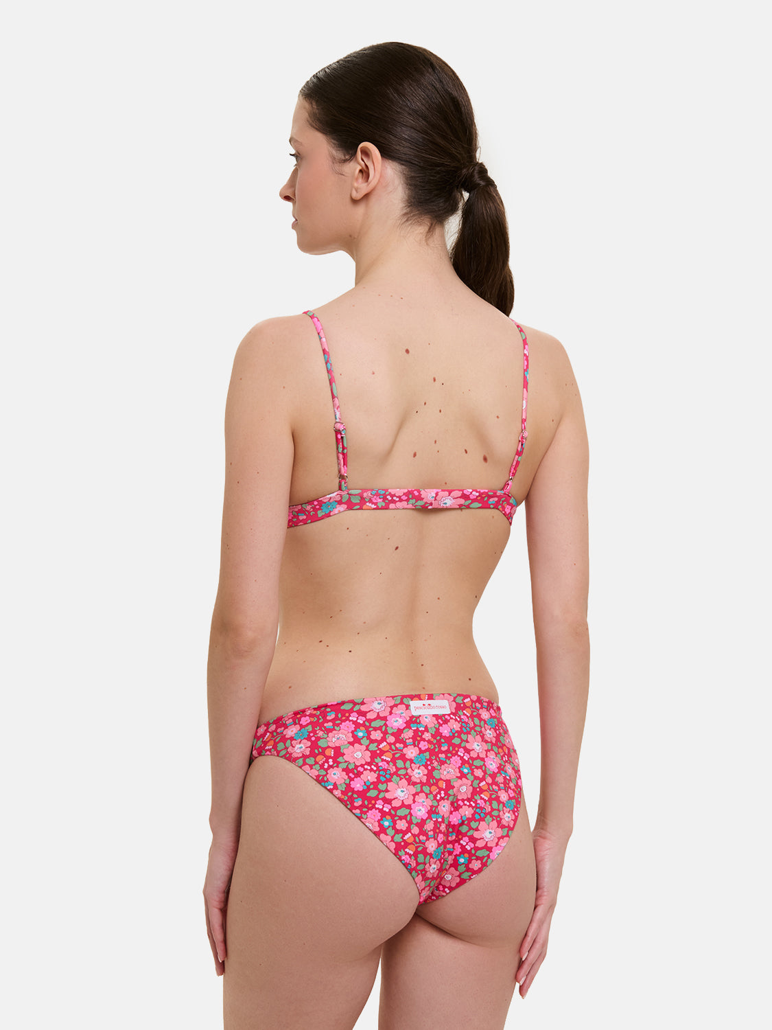 Bikini Donna Triangolo Fisso Slip Classico Lycra Liberty Betsy Lampone