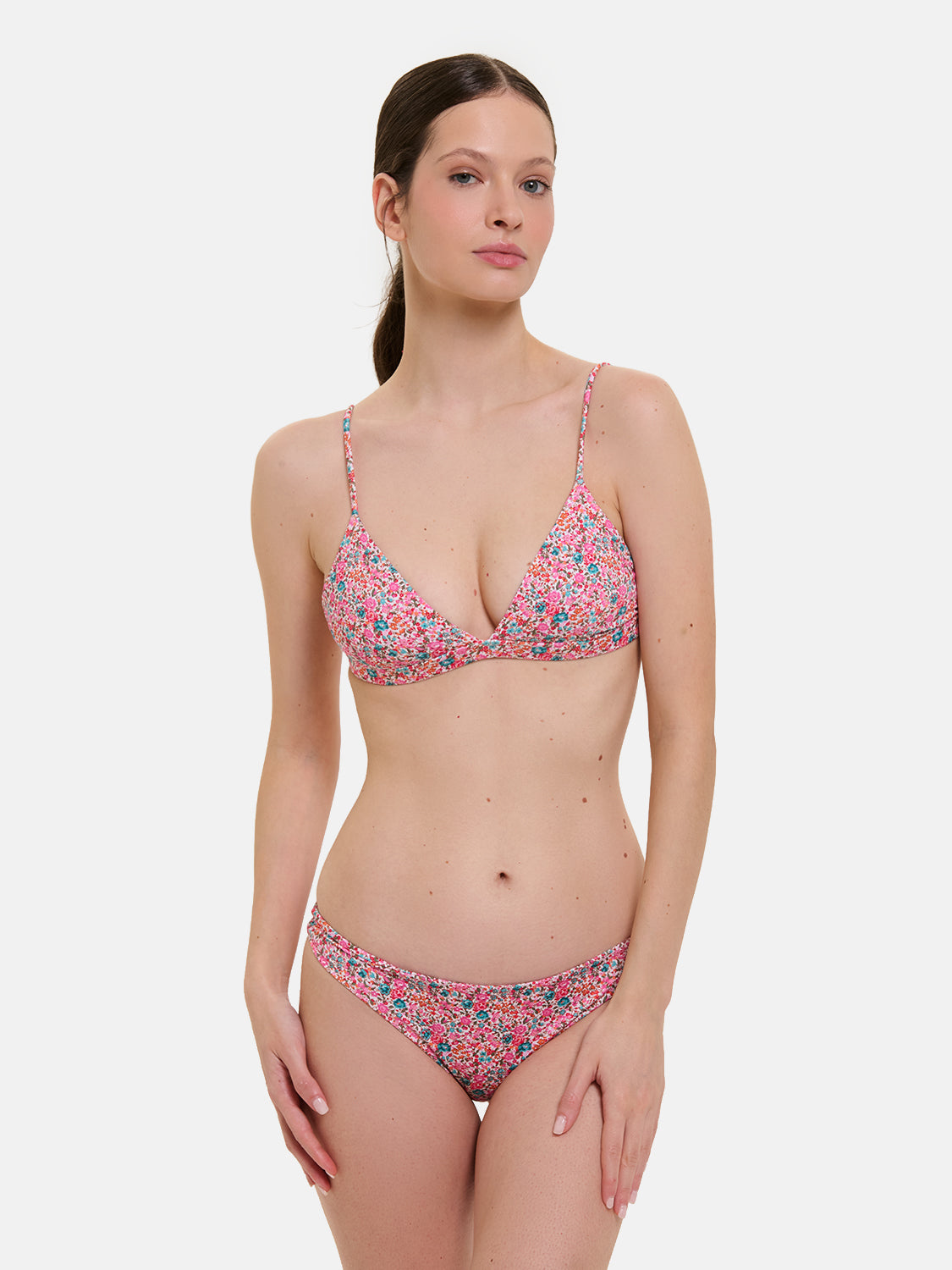 Bikini Donna Triangolo Fisso Slip Classico Lycra Liberty Emma Fuxia Petrolio