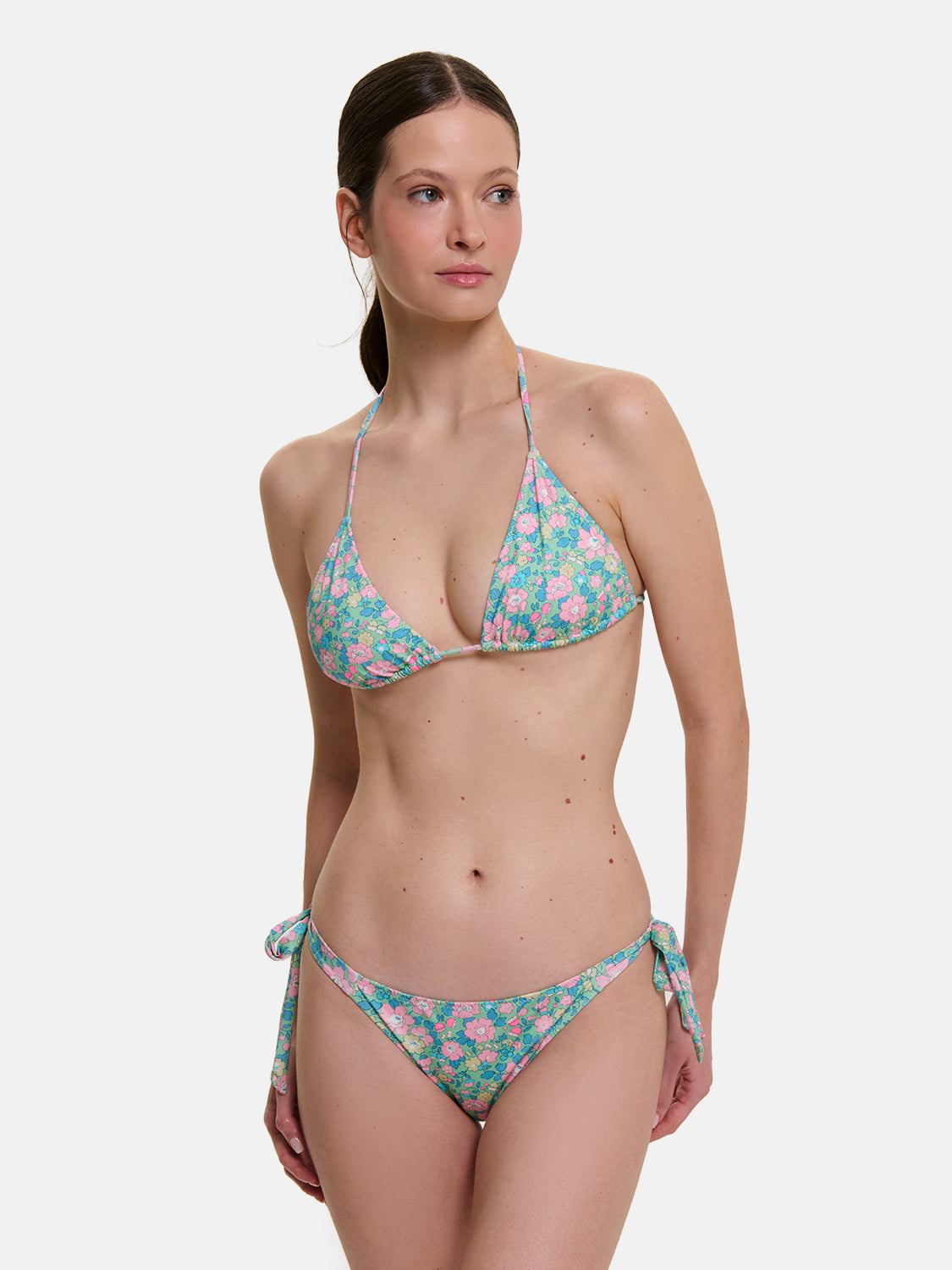 Bikini Donna Triangolo Lacci Brasiliana Lycra Liberty Liberty Betsy Verde Rosa