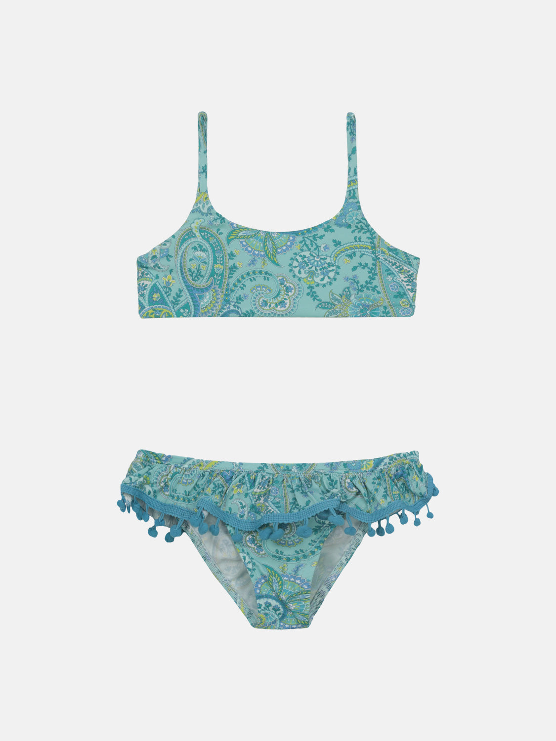 Bikini Bambina Slip Balza PonPon Liberty Cashmere Verde Acqua