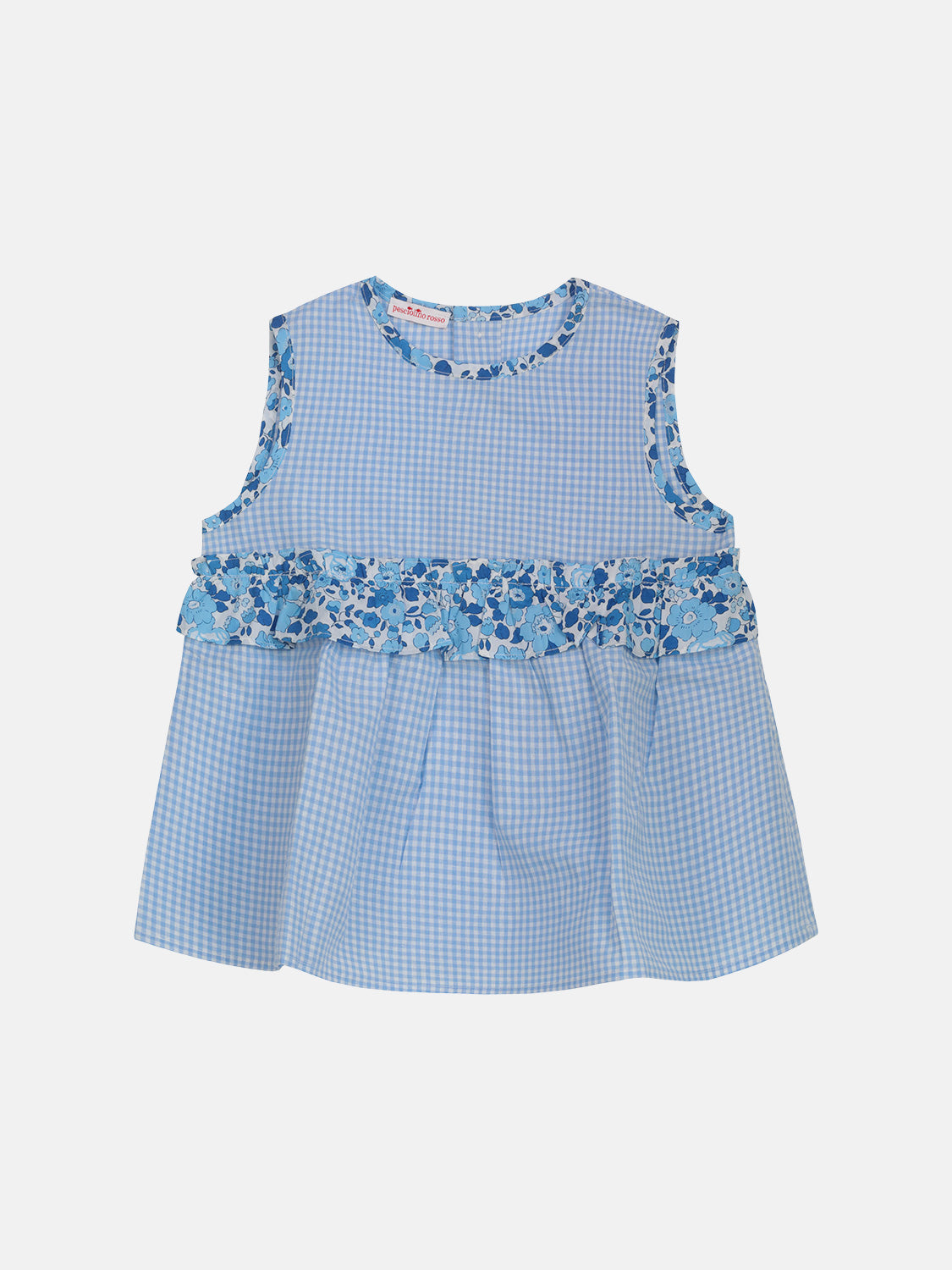 Blusa Cotone Patchwork Rouche CentraleLiberty Betsy Celeste