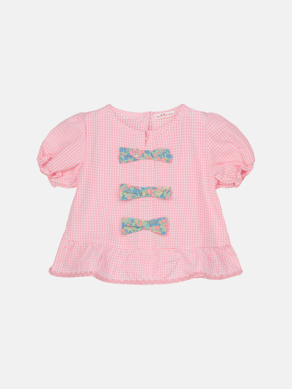 Blusa fiocchetti mezza macchina Patchwork Liberty Betsy Verde Rosa