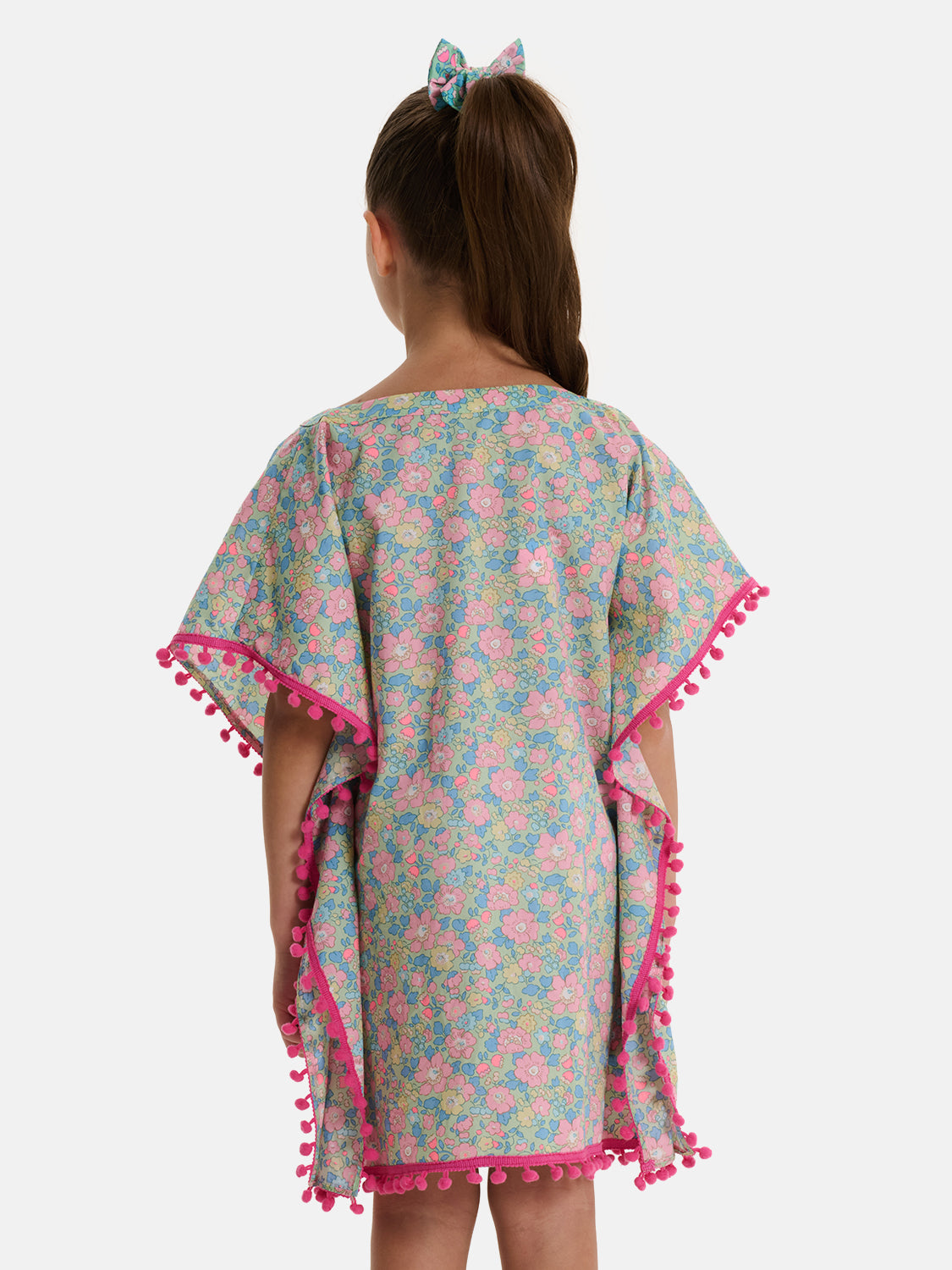 Caftano Poncho PonPon Liberty Betsy Verde Rosa