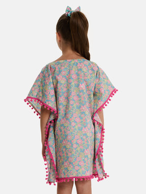Caftano Poncho PonPon Liberty Betsy Verde Rosa