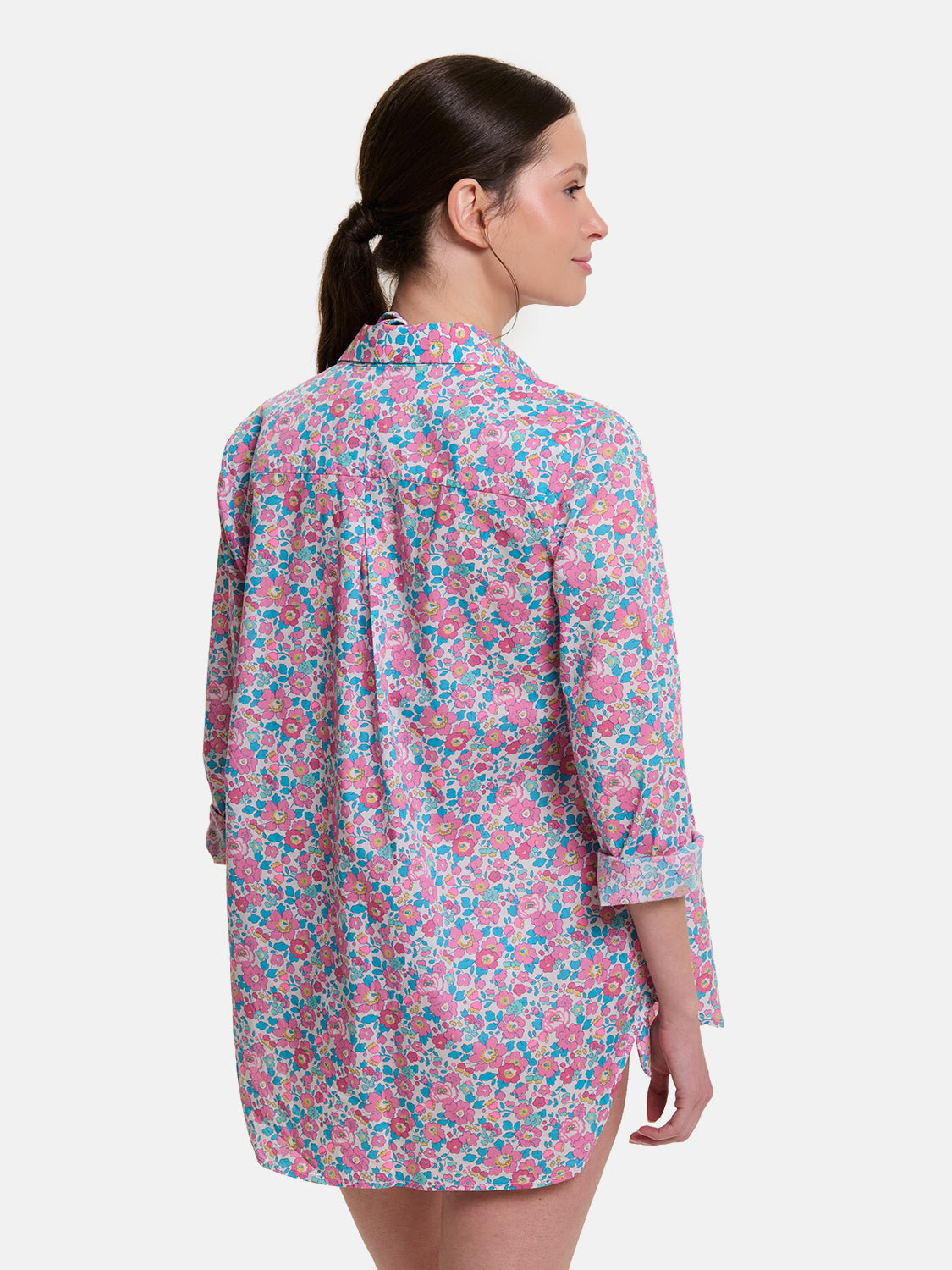 Camicione Lungo Liberty Betsy Fluo Rosa Azzurro