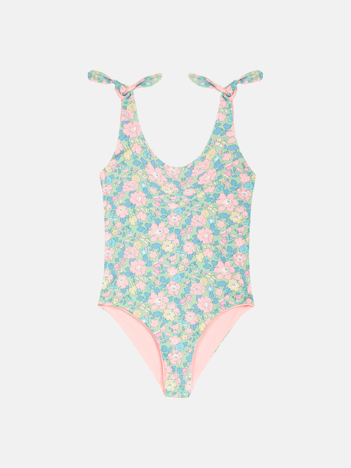 Intero Bambina Double Fiocchi Liberty Betsy Verde Rosa