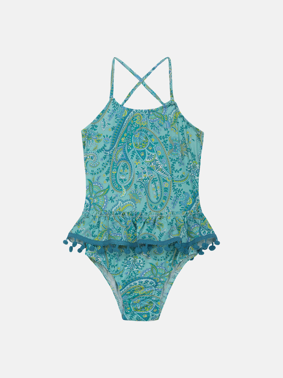 Intero Bambina Balza PonPon Liberty Cashmere Verde Acqua
