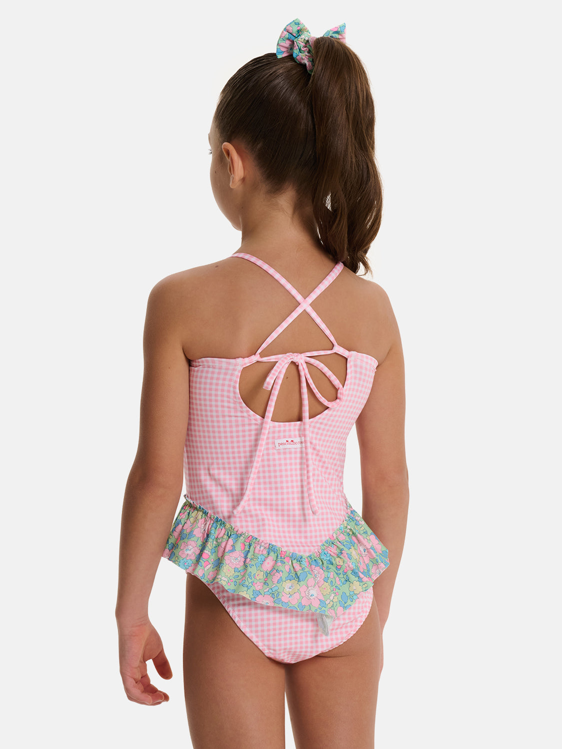 Intero Bambina Balza Lycra Patchwork Liberty Betsy Verde Rosa