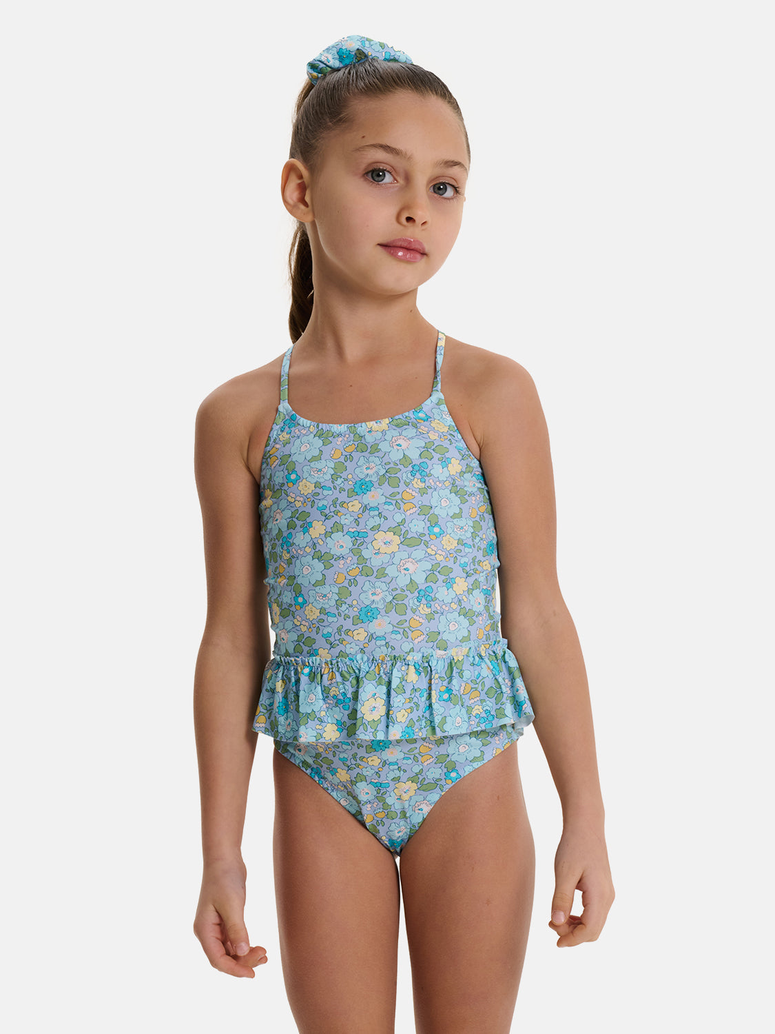 Intero Bambina Balza Lycra Liberty Betsy Azzurro