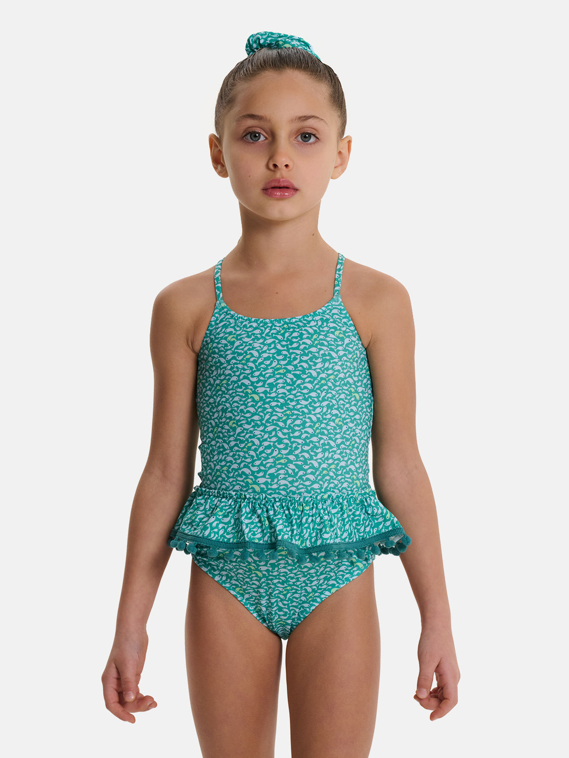 Intero Bambina Balza PonPon Liberty Pesciolini Menta