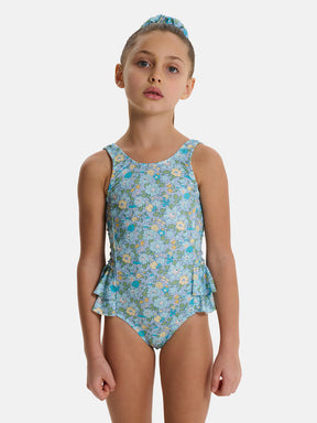 Intero Bambina Doppie Rouches Liberty Betsy Azzurro