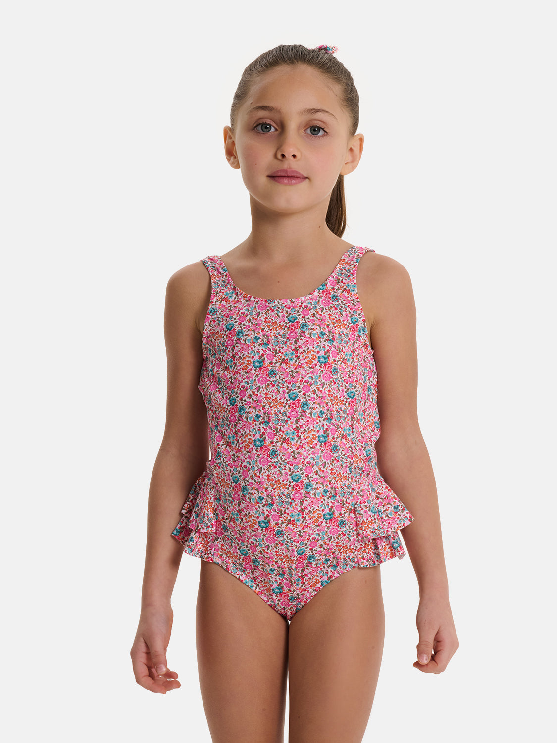 Intero Bambina Doppie Rouches Liberty Emma Fuxia Petrolio