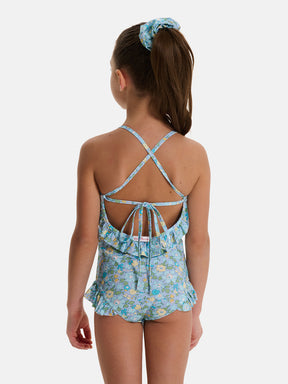 Intero Bambina Incrociato Liberty Betsy Azzurro