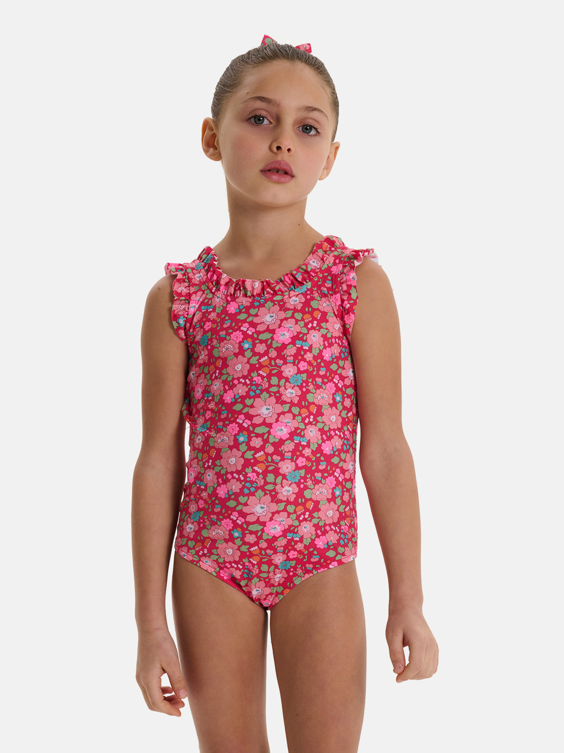 Intero Bambina Profili Rouches Liberty Betsy Lampone