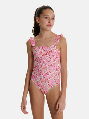 Intero Bambina Rouches Liberty Betsy Fluo Fuxia