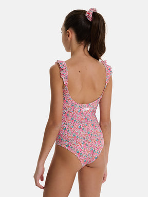 Intero Bambina Rouches Liberty Emma Fuxia Petrolio