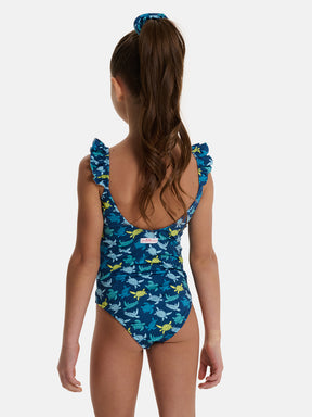 Intero Bambina Rouches Tartarughe Mix Blu