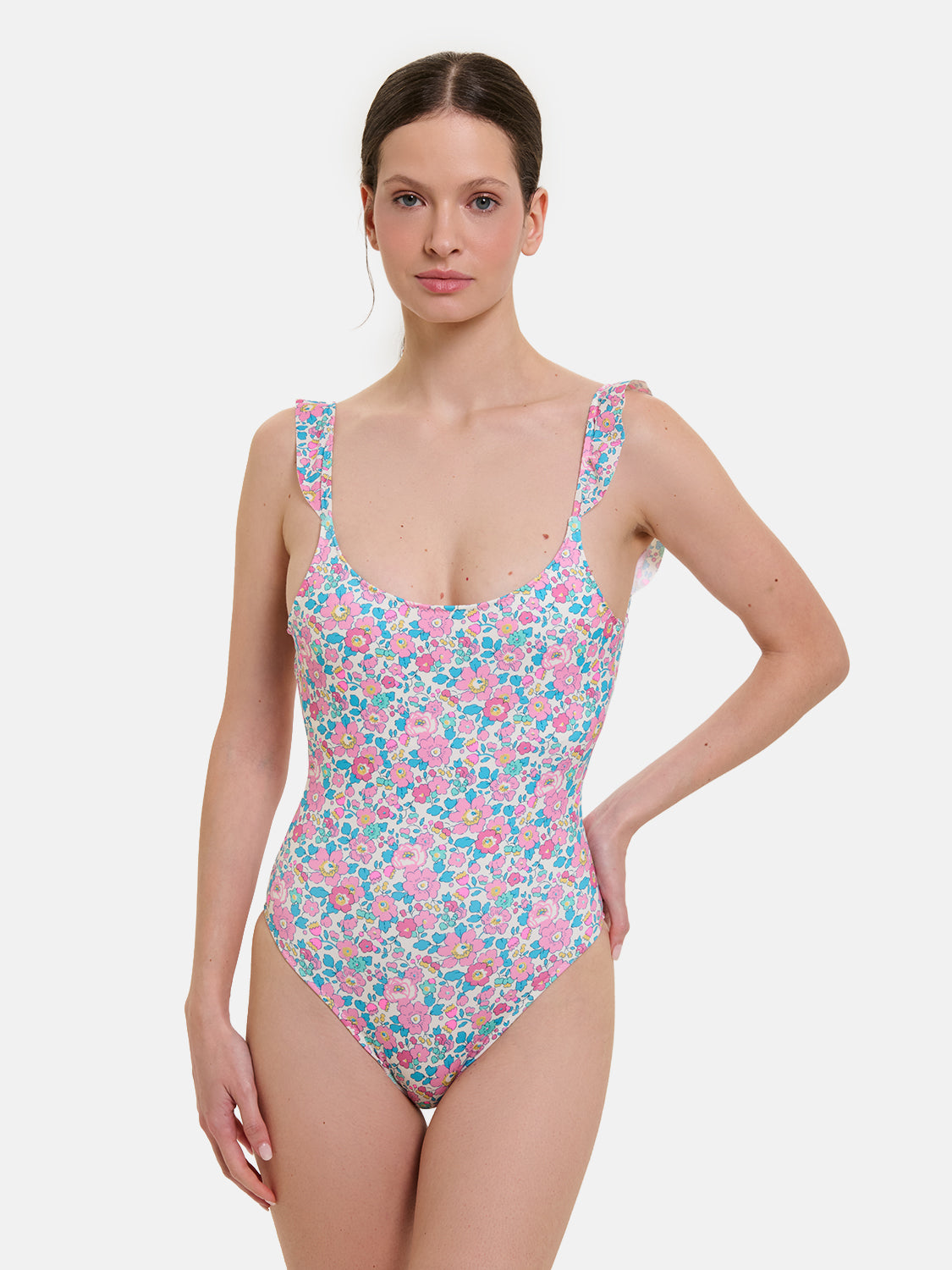Intero Rouches Donna Lycra Liberty Betsy Fluo Rosa Azzurro