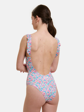 Intero Rouches Donna Lycra Liberty Betsy Fluo Rosa Azzurro