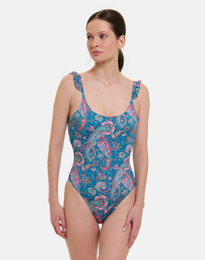 Intero Rouches Donna Lycra Liberty Cashmere Petrolio