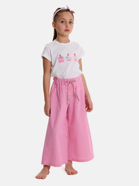 Pantalone Palazzo Bambina Patchwork Liberty Emma Fuxia Petrolio