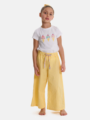 Pantalone Palazzo Bambina Patchwork Liberty Emma Giallo