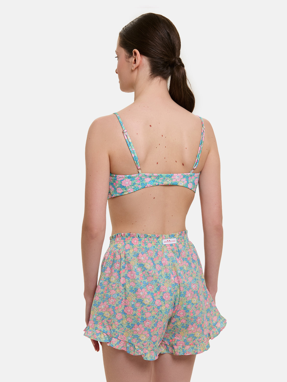 Shorts Farfalla Donna Cotone Liberty Betsy Verde Rosa