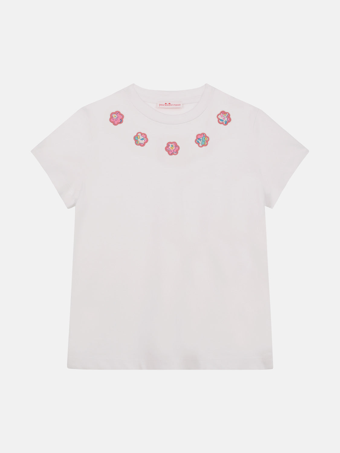 T-shirt Bambina 5 Fiori Liberty Betsy Fluo Rosa Azzurro