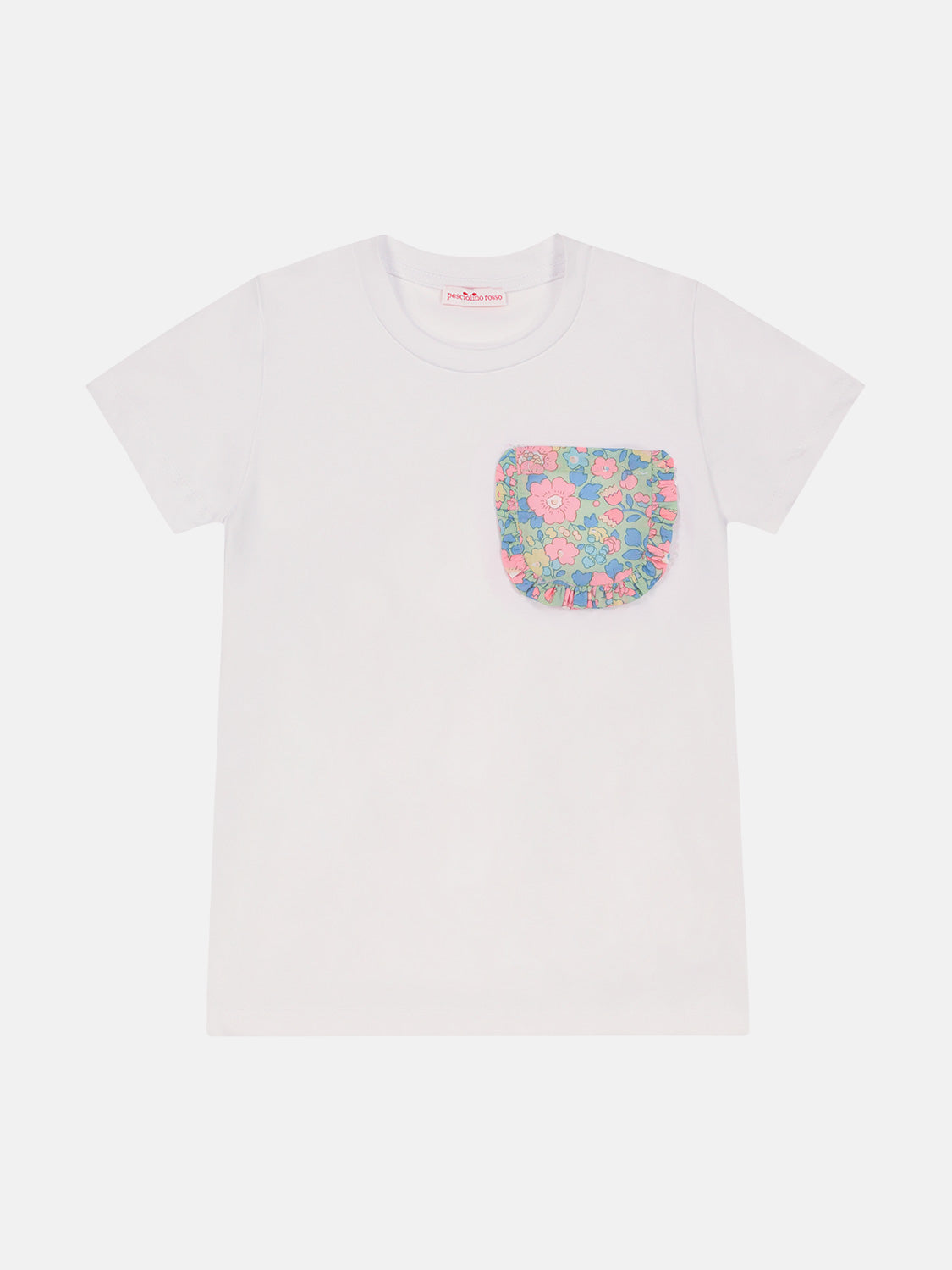 T-shirt Bambina Taschino rouche Liberty Betsy Verde Rosa