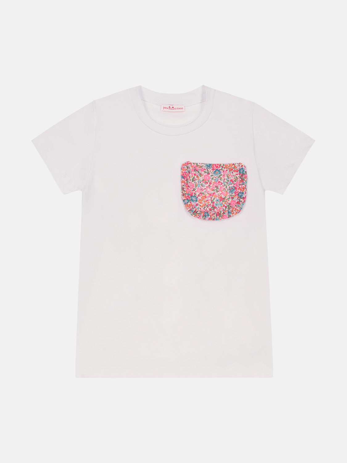 T-shirt Bambina Taschino rouche Liberty Emma Fuxia Petrolio