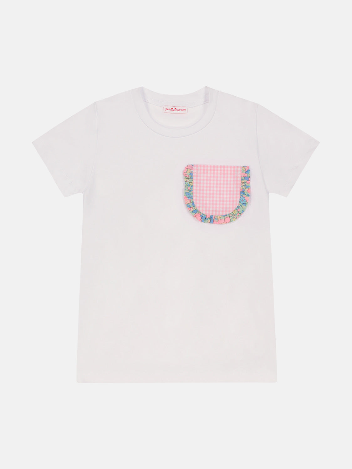 T-shirt Taschino Rouche Patchwork Liberty Betsy Verde Rosa