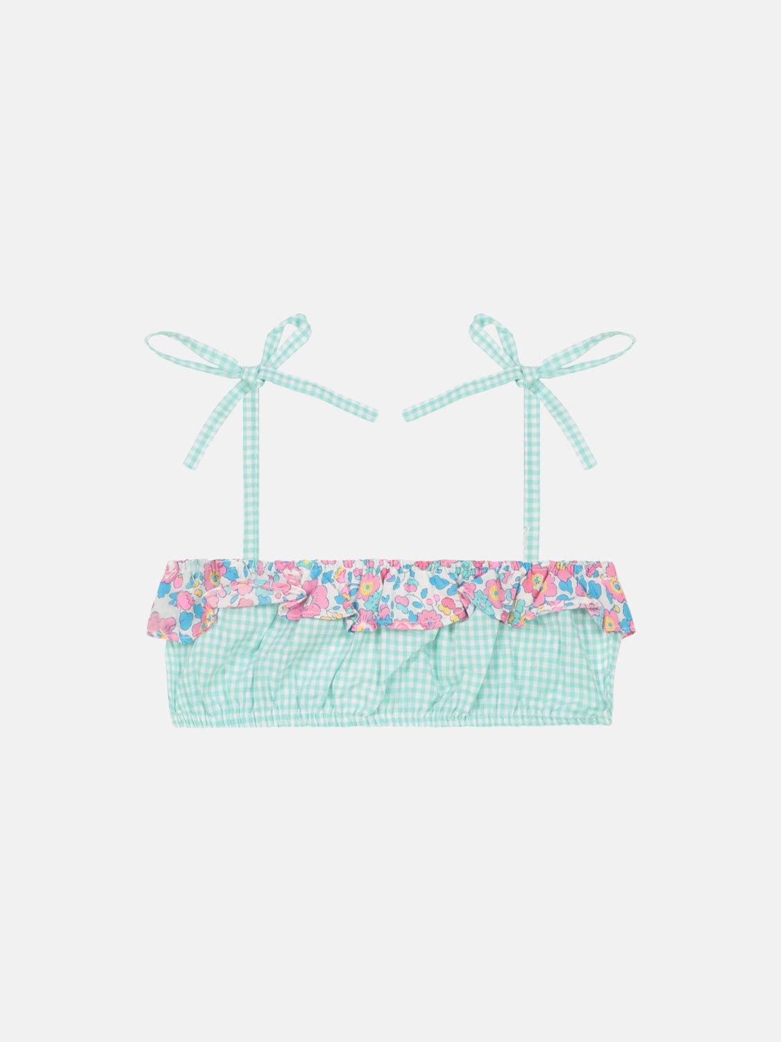 Top Balza onda Patchwork Liberty Betsy Fluo Rosa Azzurro