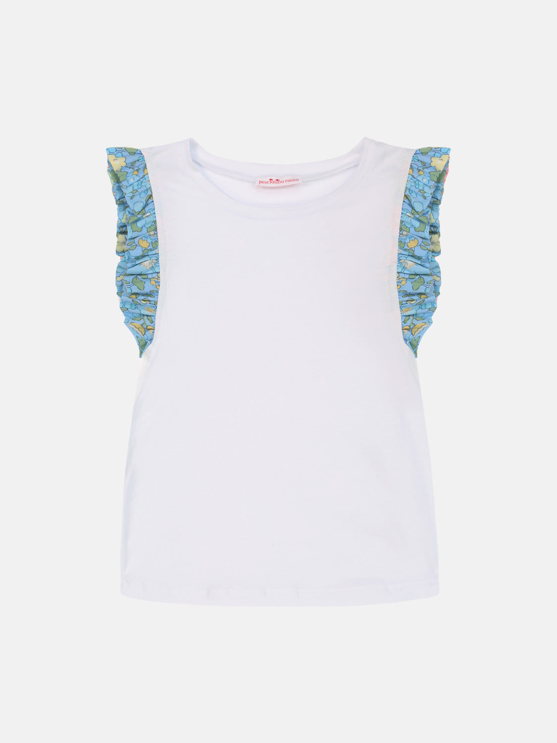 T-shirt Bambina Manica rouche Liberty Betsy Azzurro