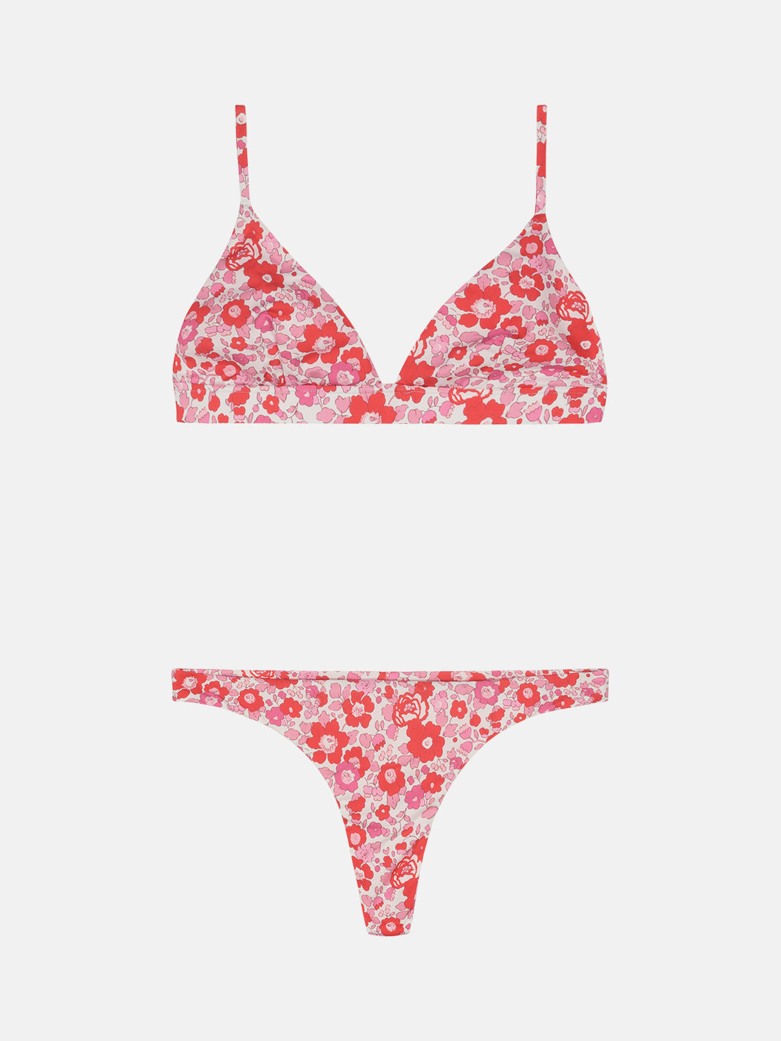 Bikini Donna Triangolo Fisso Slip Brasiliana Lycra Liberty Betsy Rosso New