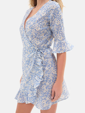 Liberty Betsy Boo Light Blue Wrap Dress