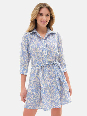 Abito camicia con cinta Liberty Betsy Boo Azzurro