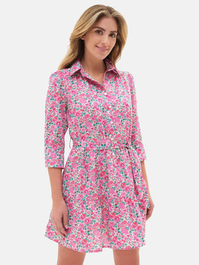 Abito camicia con cinta Liberty Betsy Fuxia