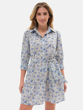 Abito camicia con cinta Liberty Felicite Azzurro