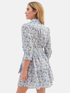 Abito camicia con cinta Liberty Felicite Azzurro