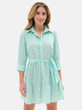 Abito camicia con cinta Liberty Pesciolini Verde Acqua