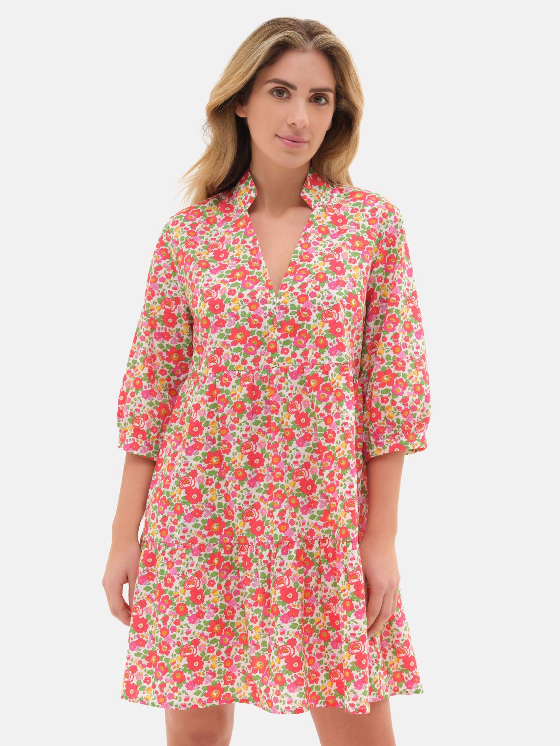 Abito Donna collo V Liberty Betsy Rosso