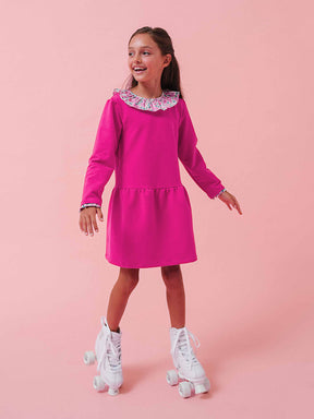Vestito c/Rouches Liberty Fuxia